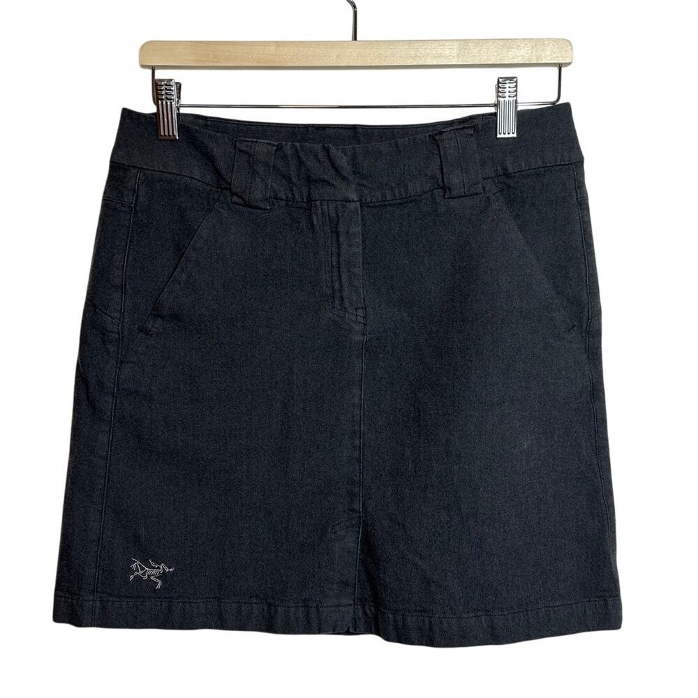 ArcTeryx Reia Denim Mini Skirt Wool Blend Charcoal Gray/Black Sz 8 Outdoor Chic